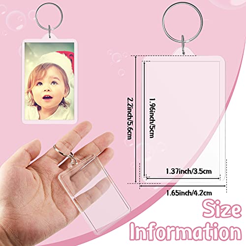 Clear Rectangle Acrylic Keychain Blanks Acrylic Keychain Photo Picture Frame Keyrings Frame Keychain Keyring Insert, 2 X 3 Inch (24 Pieces) #TOP1
