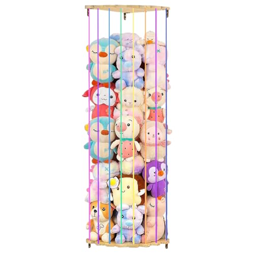 Ysislybin Almacenamiento Juguetes, Organizador de Peluches Mueble Infantil para Guardar Juguetes,Organizador de Almacenamiento de Animales de Felpa,Soporte de Esquina de Peluche (Colorido)