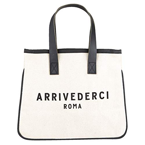 Image of Santa Barbara Design Studio Hold Everything Tote, Black /White 100% Cotton Canvas, Genuine Leather Handles, Mini