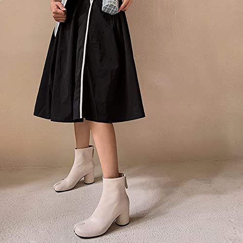 Ltlwsh Autumn And Winter Women's Thick Heel Split Toe Booties, High-Heel Martin Boots, Simple Nude Boots And Ankle Boots,Black,4.5 #TOP6