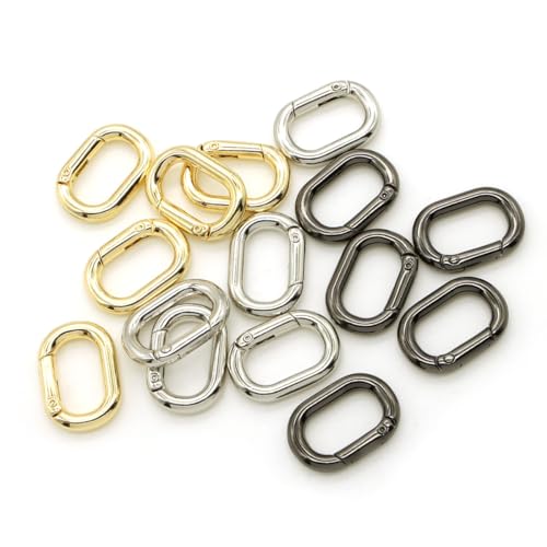 Asamuyu ASAMUYU20230913 15 Pieces Oval Metal Snap Clip Hooks Spring Key Ring Buckle thumb #3