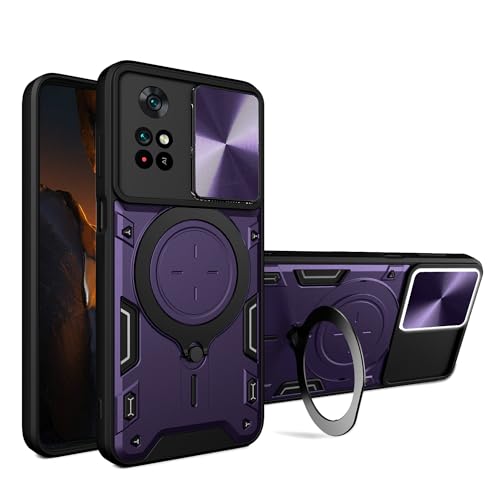 Lucyliy Compatible with Xiaomi Redmi Note 13R Phone Case Cover [with Tempered Glass Screen Protector] Purple
