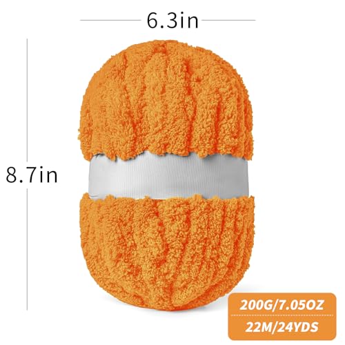 10 Pack Orange Fuzzy Chunky Yarn for Hand Knitting, Bulky Thick Fluffy Chenille Yarn for Crocheting, 240yds/70.5oz Jumbo Crochet Yarns, Soft Chunky Knit Blanket Yarn for Crochet by Generic - Image 2