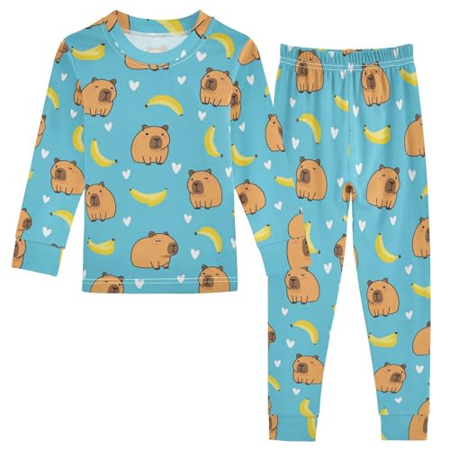 Pajama Sets Long Sleeve Cute Bears and Bananas Soft Comfy Sleepwear 2 Piece PJS 3-8T