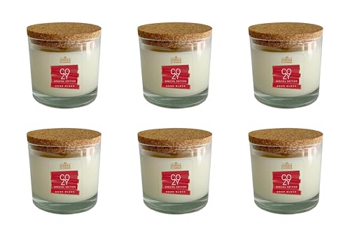 Pack de 6 Velas en vaso 100% cera vegetal y vegana - Aceites esenciales perfumados Naranja y Canela - Come olores - Olor Block - Duración 50 horas - Cereria di Giorgio