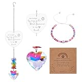 NBEADS Gedenkgeschenke Für Hunde, Herzförmiger Kristall Sonnenfänger Mit Beileidskarte Und Gedenkarmband Für Katze oder Hund Haustier Erinnerung und Trauer Indows Hanging Decor, Platin Herz