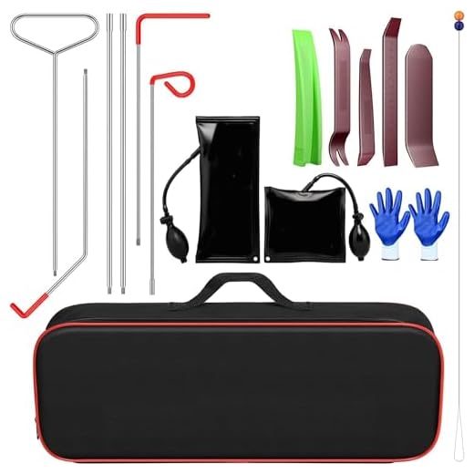 Kit de herramientas para coche, 16 herramientas, Kit de desbloqueo de Puerta de Coche, kit de agarrador de Largo Alcance de fácil Acceso, bolsa de cuña de aire, herramientas profesionales para coche