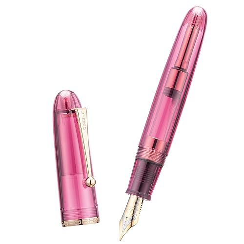 Image of Jinhao 9019 Dadao Series Fountain Pen Transparent Wine Red Acrylic Gold Edge #8 Medium Nib with Large Converter for Writing, Signature and Calligraphy