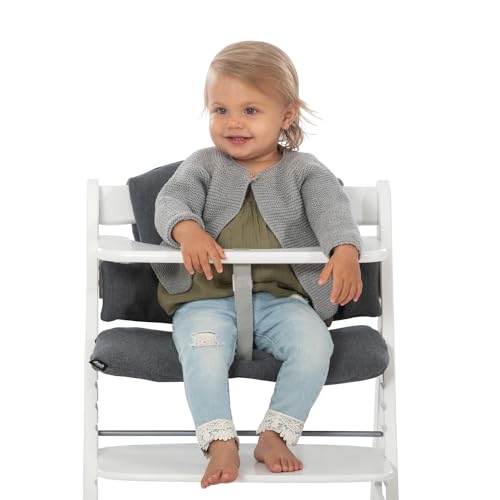 hauck Highchair Pad Select, Charcoal - Hochstuhl Sitzkissen Kompatibel mit Alpha+, Beta+, Arketa Holzhochstuhl, 6-36 Monate, Anti-Rutsch, Doppelte Polsterung, Einfache Befestigung