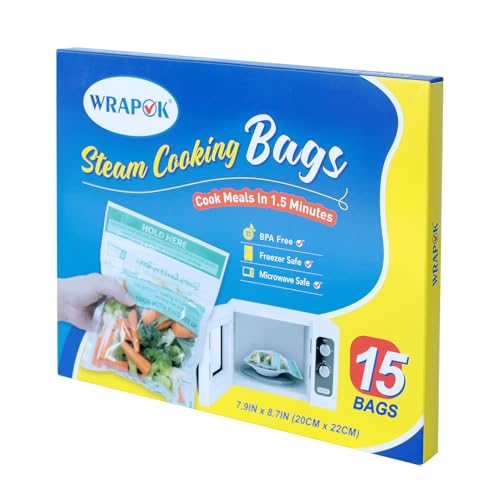 WRAPOK 15 Pack Microwave Steamer Bags