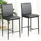 sillas altas con respaldo y apoyabrazos 【Taburete cómodo y ergonómico】: el conjunto de taburetes de bar Sicotas es de piel sintética suave y agradable al tacto. Con su asiento acolchado suave y rebote y su respaldo ampliado, esta silla de bar es ergonómica para ofrecer una excelente experiencia de asiento. El reposapiés te permite relajar tus piernas, relajarte y sentirte relajado.