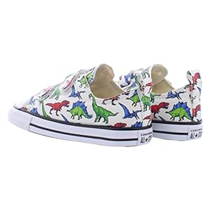 Converse Kids’ Chuck Taylor All Star 2V Low Top Sneaker Toddler,White/Dinosaurs,4