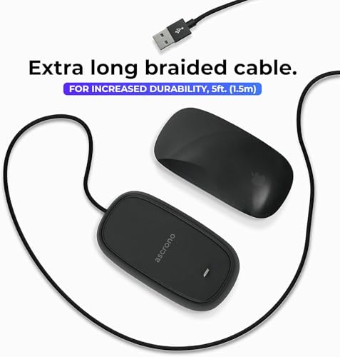 Image of Ascrono - Charging Station Compatible with Apple Magic Mouse 2 - Black - Perfect Accessories | Usable As Charging Dock, Stand & Charger | Includes 5ft (1.5m) USB-A Cable | Lightning Connector