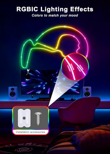Tira de luces LED RGBIC 5 metros, con control remoto miniatura 5