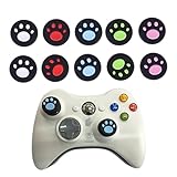SAFIGLE 10pcs Silicone Cat Paw Non-slip Protective Covers for Game Controllers White Pink Red Green Blue