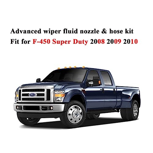 7C3Z-17K605-A Wiper Fluid Nozzle Hose Kit Fit for 2008 2009 2010 Ford Super Duty F-250 F-350 F-450 F-550 Windshield Washer Jet Nozzles(Two Fan Spray Hole) & Rubber Tube Kit–Replaces # 7C3Z-17603-A - Thumbnail 5