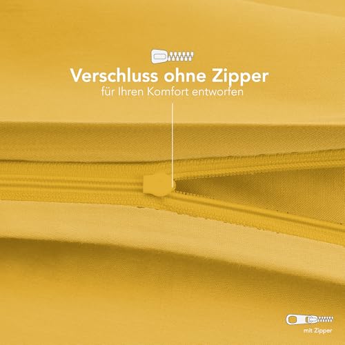 Dreamzie Kissenbezug 40 x 80 (Set mit 2) - 100% Jersey Baumwolle 150 g/qm Kissenbezüge -Gelb - Für Kissenbezug 40x80 - Kissenhülle - Resistent und Hypoallergen 4