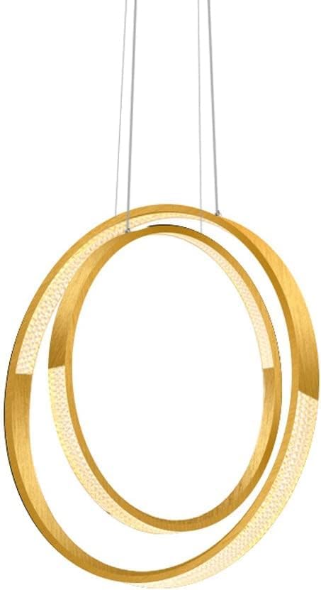 Lustre chandelier LED 2 anneaux laiton pour sublimer votre salle à manger