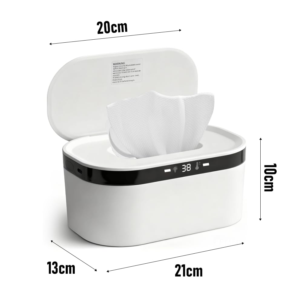 Chauffe-lingettes LOMUG, 3 niveaux de température, chauffe-lingettes rapide, chauffe-lingettes USB, dispositif chauffant LED pour lingettes humides, boîte chauffante avec veilleuse intégrée