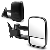 Perfit Zone Towing Mirrors Compatible for 1988-1998 Chevy/GMC C1500 K1500,1988-2000 Chevy/GMC C2500 C3500 K2500 K3500 Manual Telescoping Black Driver and Passenger Side Left Right Pair Set