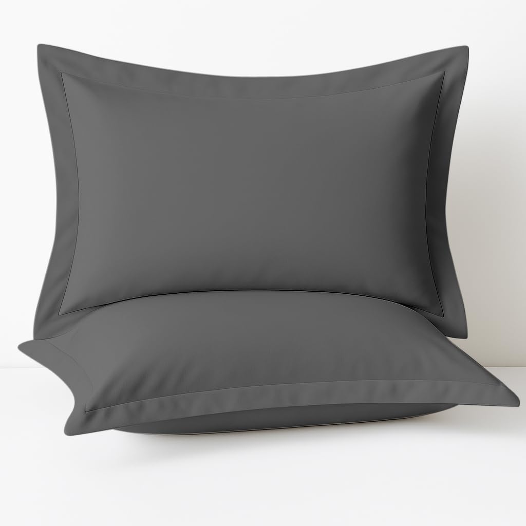 Comfort Beddings Premium Quality Pillowcases 100% Cotton Blend Oxford Grey Extra Large Pillow Case Pair 22" x 31"