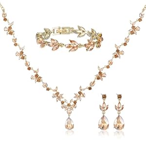 Yolev Gold Bridal Jewelry Sets Rhinestone Gold Wedding Jewellery Sets For Brides Crystal Necklace Bracelet Bracelet Set Bridal Prom Jewelry Set For Party Mother Wife Daughter Sister