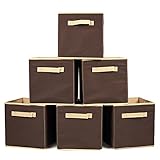 EZOWare Set of 6 Basket Bins Collapsible Storage Organizer Boxes Cube for Nursery Home Shelves and Office - Hazelnut