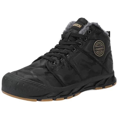 EFRJUWI Botas de nieve invierno for hombre, botas senderismo súper cálidas for, impermeables for, zapatillas exterior, botines trabajo goma antideslizantes for para Trail Urbano(Black,43)