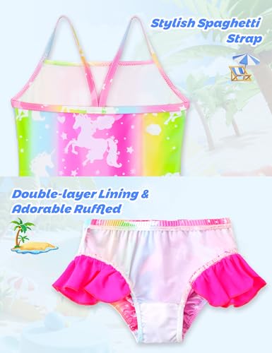Image of Girls Rash Guard Swimsuit 3 Pieces Long Sleeve UPF50+ Quick Dry Bathing Suit for Toddler 3-12Y