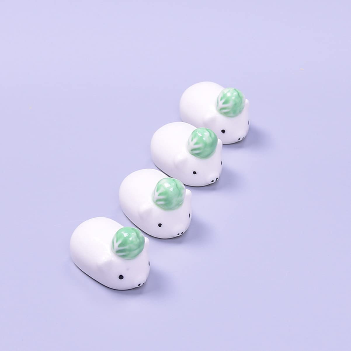 Générique Support de Baguettes, Support de 12 pièces, Forme de Style Japonais, Vert + Design, Baguettes, Radis, Fourchette, Cochon, cuillère, Support ménager, céramique, Blanc