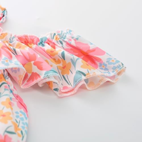 GRACE KARIN Girls Summer Dress Off Shoulder Ruffle Floral Spaghetti Strap Casual Sundress Tiered Midi Dress3