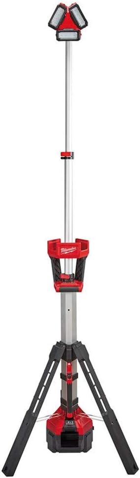 Milwaukee 4933451392 – M18hsal-0 m18 radius trueview bulb with tripod, ac/dc, 3000/1800/800 lumens ver-0 and with cable, colour: black and red [Energy Class A]
