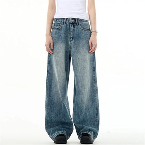 Men's Washed Straight Jeans Solid Color Wide Leg Denim Trousers Versatile Pants3