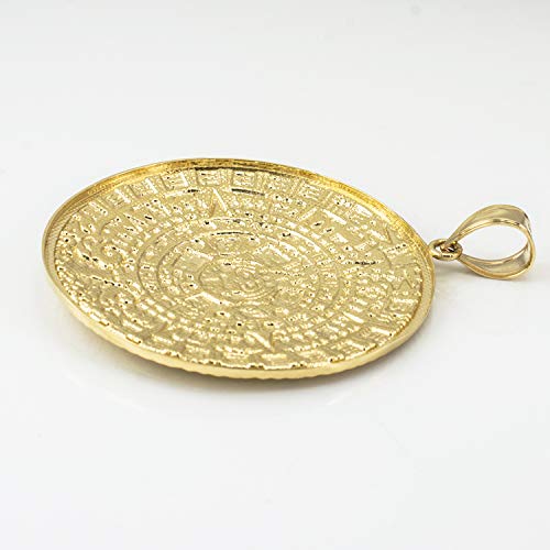 LA BLINGZ 14K Yellow Gold Aztec Mayan Sun Calendar Extra Large Pendant (XL/XXL)4
