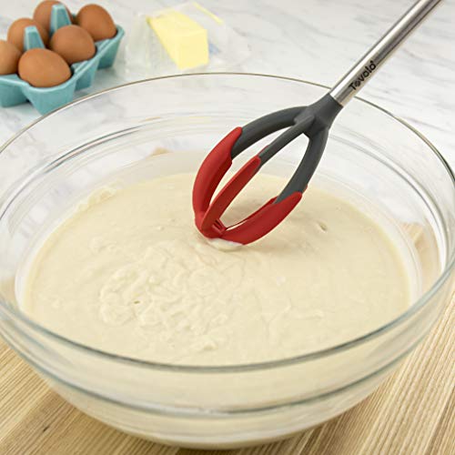 Image of Tovolo 81-9530 Better Batter Tool, Hand Mixer Kitchen Cooking Utensil, Candy Apple Red /Stainless Steel