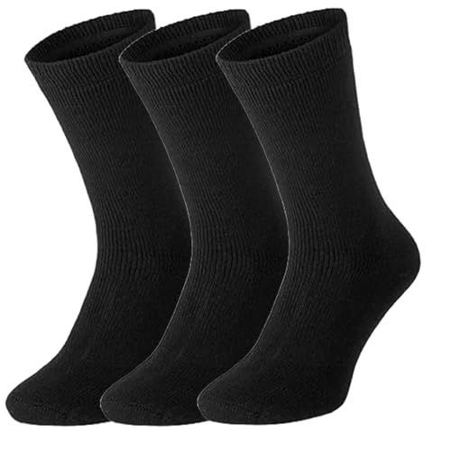 Image of 3 Pairs Ladies Thermal Socks Thick Warm Work Boot Socks UK Size 4-7, Black