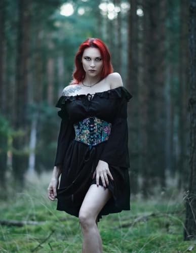 Image of Scarlet Darkness Corset Belt for Women Floral Lace Up Boned Underbust Corset Waist Belts
