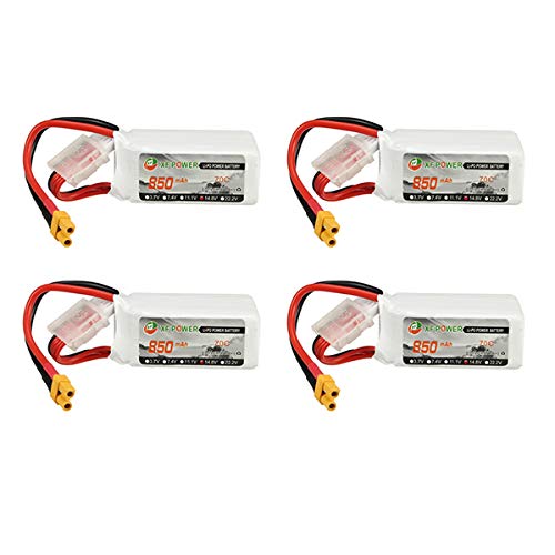 Kingduo 4Pcs Xf Power 14.8V 850Mah 4S 70C Lipo Battery Xt30 Plug