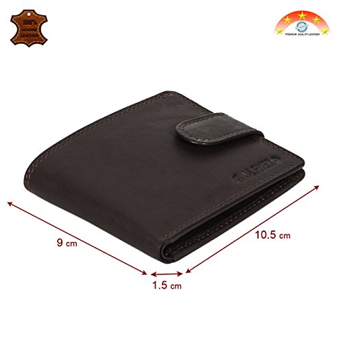 Image of Calfnero Men's Genuine Leather Bifold Wallet-Multiple Card Slots ID Window with Coin Pocket- Leather Wallet (Brown)