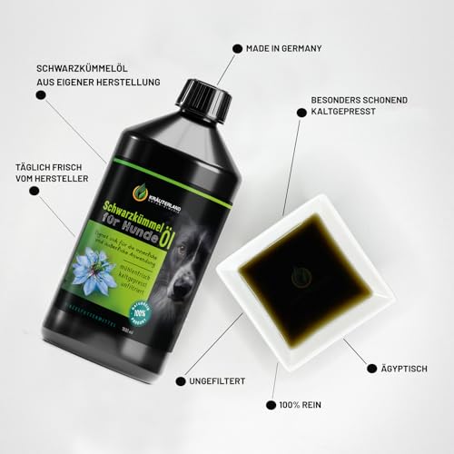 Kräuterland Schwarzkümmelöl für Hunde 1000ml (1Liter) Kaltgepresst & nativ