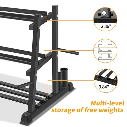 Image of Dumbbell Rack, Bongkim Dumbbell Set with Rack Stand, Dumbbells Weights Rack for Home Gym, Weight Rack for Dumbbells, Kettlebells, and Weight Plates 1100LBS