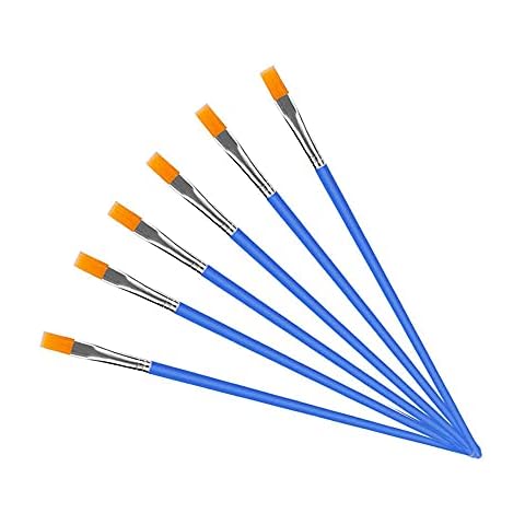 WYAN 6pcs Flat Paint Brushes,small Brush Bulk For Fine Detailing, Art Painting-acrylic, Oil, Watercolor, Gouache, Model, Graffiti Drawing(Blue) Cover