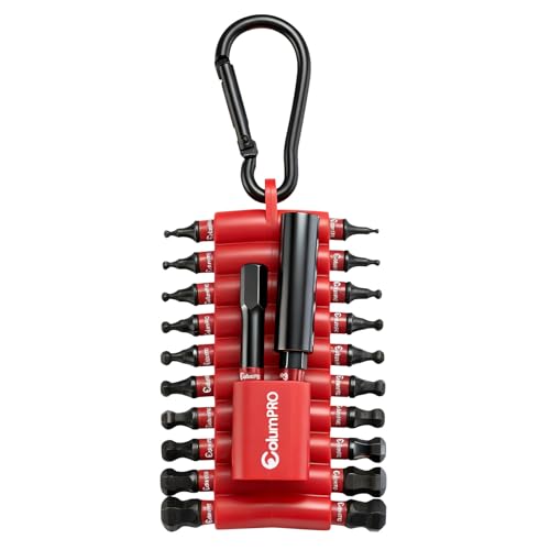 ColumPRO Ball End Allen Wrench Bit Set, 20PCS Metric & SAE Hex Drill Bit Set with Magnetic Bit Holder & Organizer Sleeve, Premium S2 Steel 1” Hex Bit for Power Tools & DIY Repairs