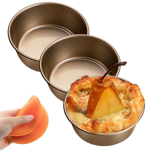 Sartén para freidora de aire de 4 pulgadas, mini latas para tartas, moldes para magdalenas gigantes, 3 piezas antiadherentes, juego de hornear hamburguesas y huevos, moldes individuales para freidoras