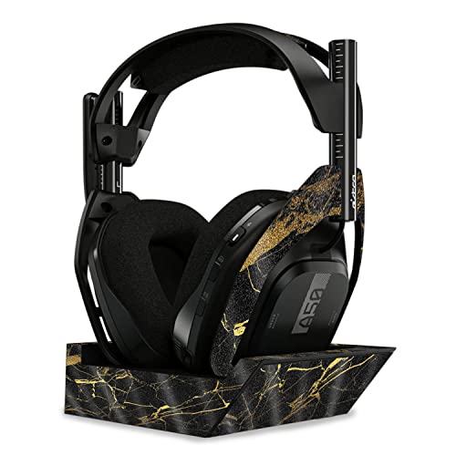 Image of MightySkins Glossy Glitter Skin Compatible with Astro A50 Wireless Headphones + Base Station (Gen 4) - Black Gold Marble | Protective, Durable High-Gloss Glitter Finish | Easy to Apply