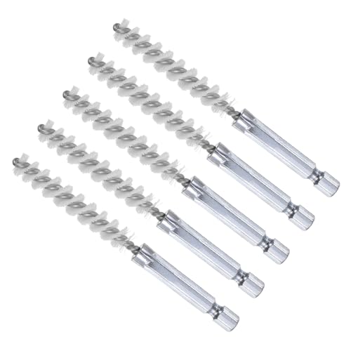 CoCud Bürstenkopf, 9 mm Durchmesser, 4 Zoll Länge, Nylon Reinigungsdrahtbürsten mit 1/4 Zoll Sechskantschaft - (Anwendungen: für Bohrmaschine, Schleifmaschine), 5 Stück