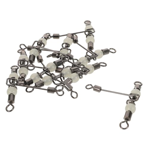 HONITANO 10個夜光ビーズ付き 型三叉釣りスイベル 高強転式フィッシングスイ