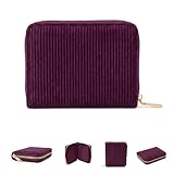 MillyMilk® Kord Geldbeutel Fondo – Mini Portemonnaie für Frauen – Pastellfarbene Stoff Geldbörse aus Cord für Damen klein – Damenbörse für Karten, Münzen & Scheine - Kompakt & formstabil (Berry)