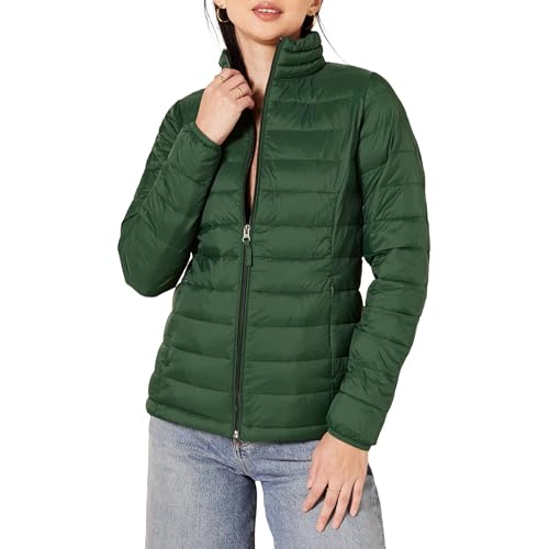 Amazon Essentials Women's Lightweight Long-Sleeve Water-Resistant Packable Puffer Jacket (Available in Plus Size), Dark Green, X-Large