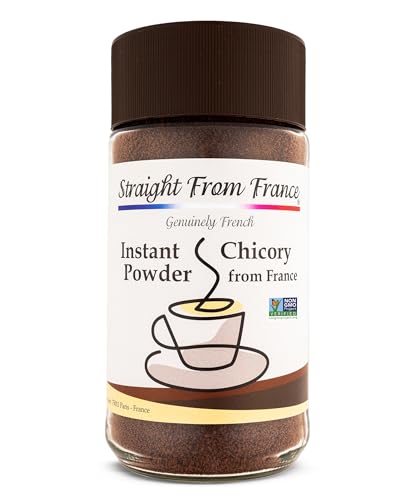 Straight from France Genuinely French, Non-GMO Certified Caffeine Free Instant Chicory Powder, Coffee Substitute Rich in Prebiotic Fibers, All Natural Coffee Alternative Made from Chicory Roots 7 Oz
